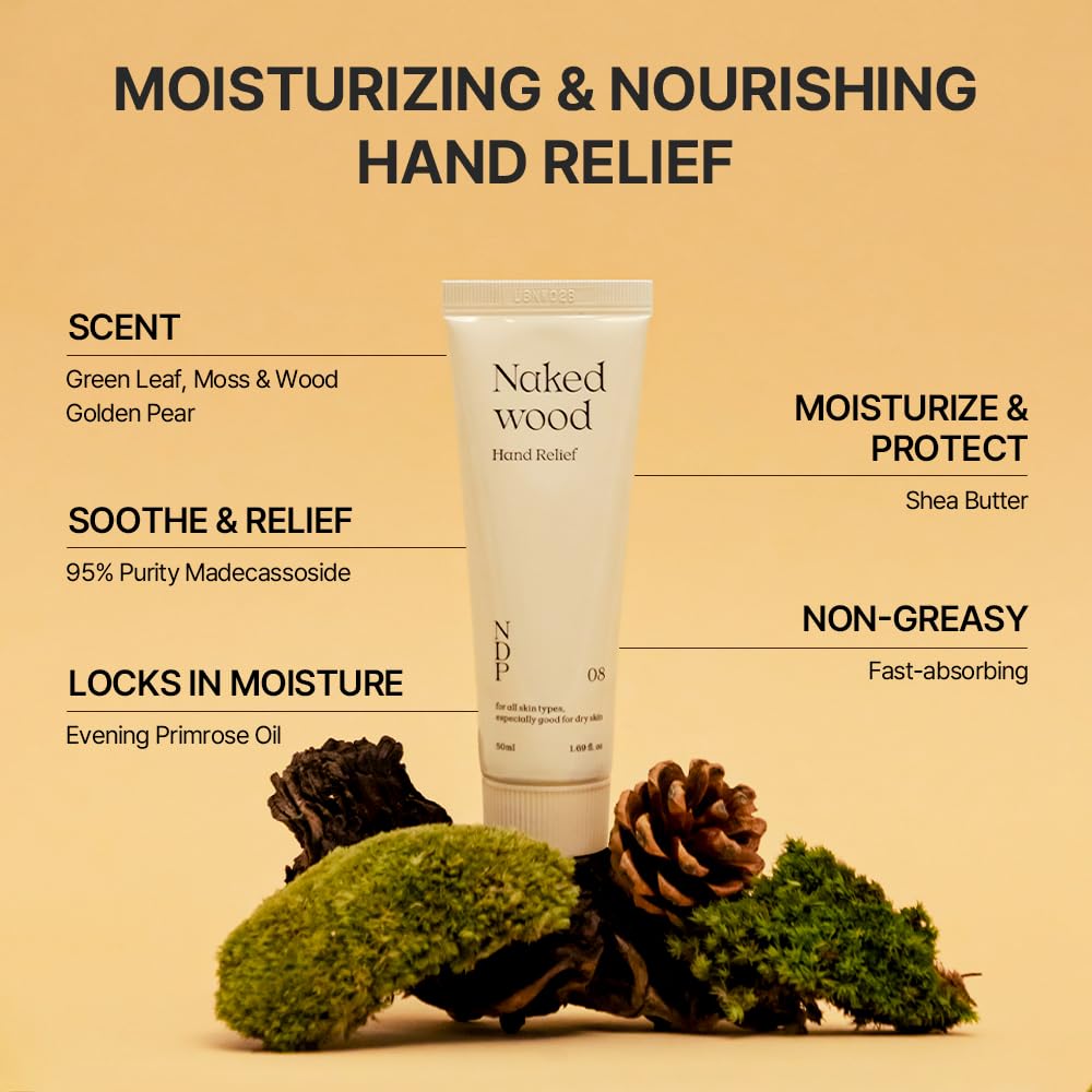 NATURAL DERMA PROJECT Naked Wood Moisturizing Hand Relief Cream, Gift for women 50ml