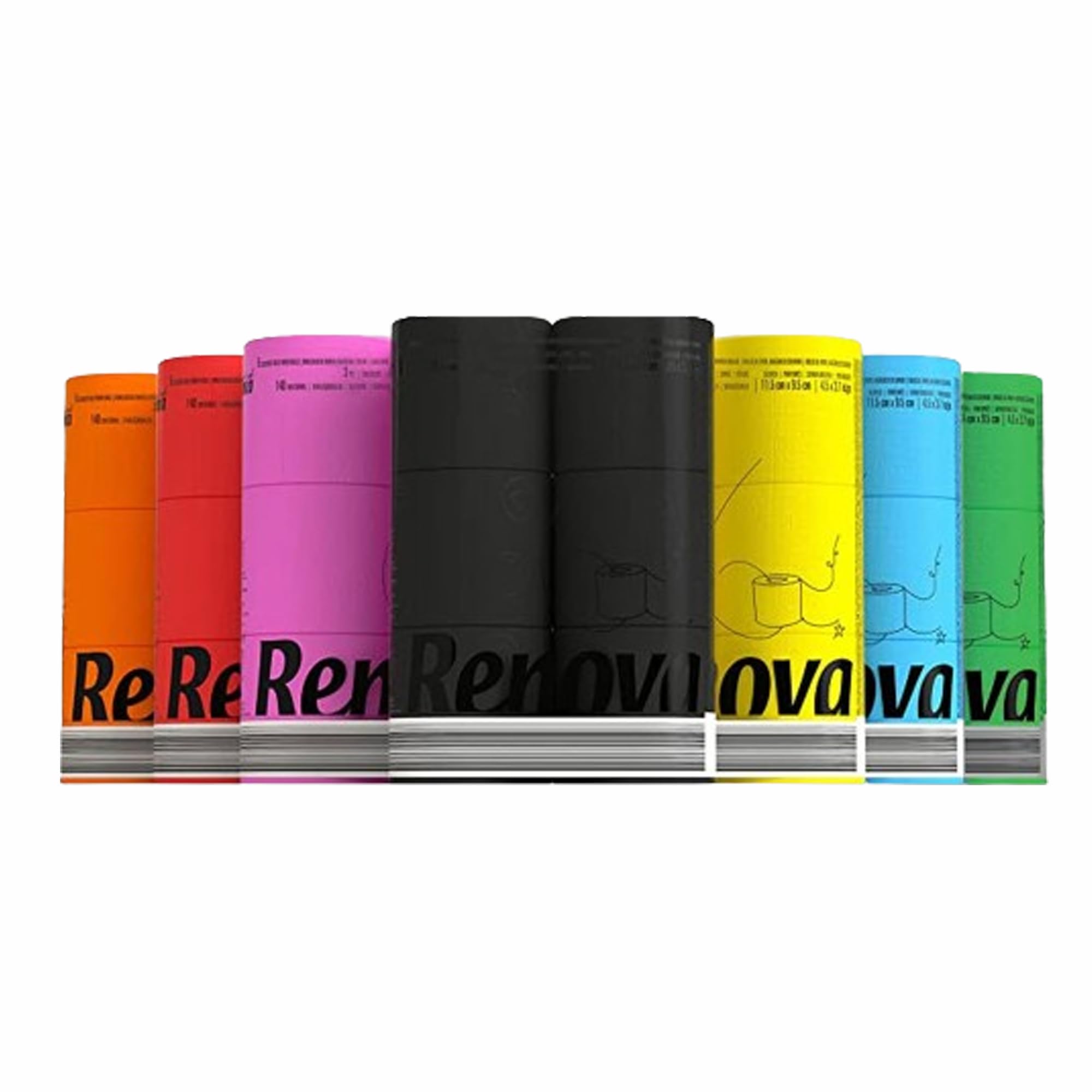 Renova Black Toilet Paper 3-Ply -Ideal for Decorating Your Home or Office - Pack of 6 Compact Rolls- 140 Sheets - Eco-label Certified - Dermatologically Tested - Septic Safe - Sustainable & Soft