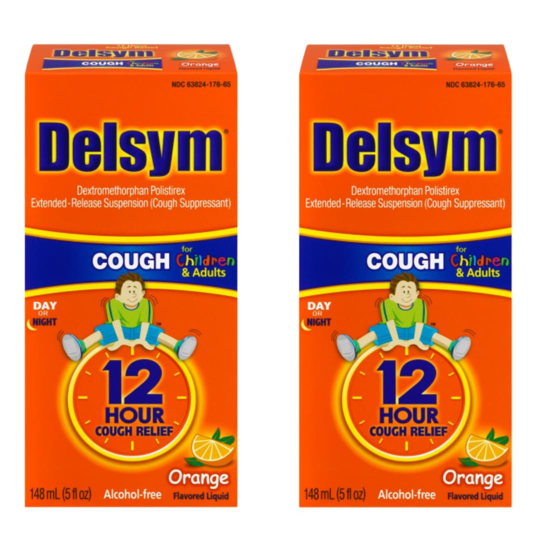Delsym Adult 12 Hour Cough Relief Orange - 5 Fl Oz (Pack of 2)