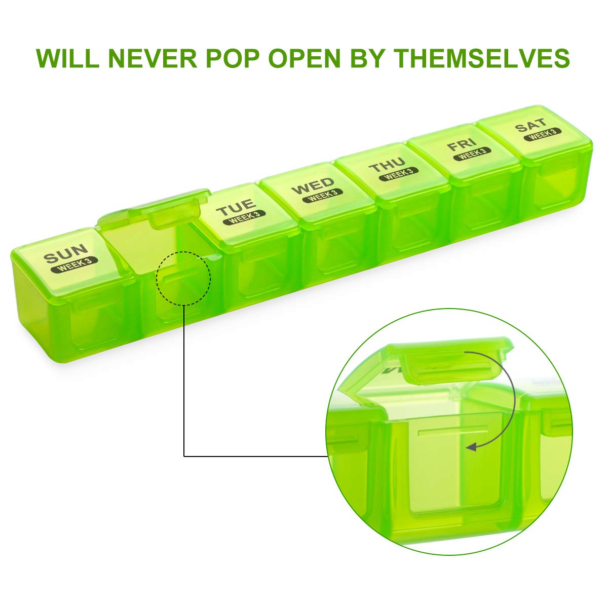 Sukuos Monthly Pill Organizer 28 Day Case, Moisture-Resistant Large 4 Week Month Pill Cases w/Dust-Proof Box for Vitamin/Fish Oil/Supplements, Pill Case w/Clear Lid, Easy to Clean