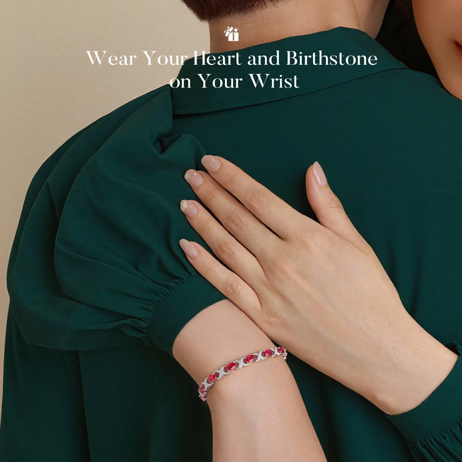Iefil April Birthstone CZ Tennis Bracelets Unique X O Design Oval Birthstone Bracelets for Women Mothers Day Gifts Anniversary Jewelry Gifts for Wife Mom 7"