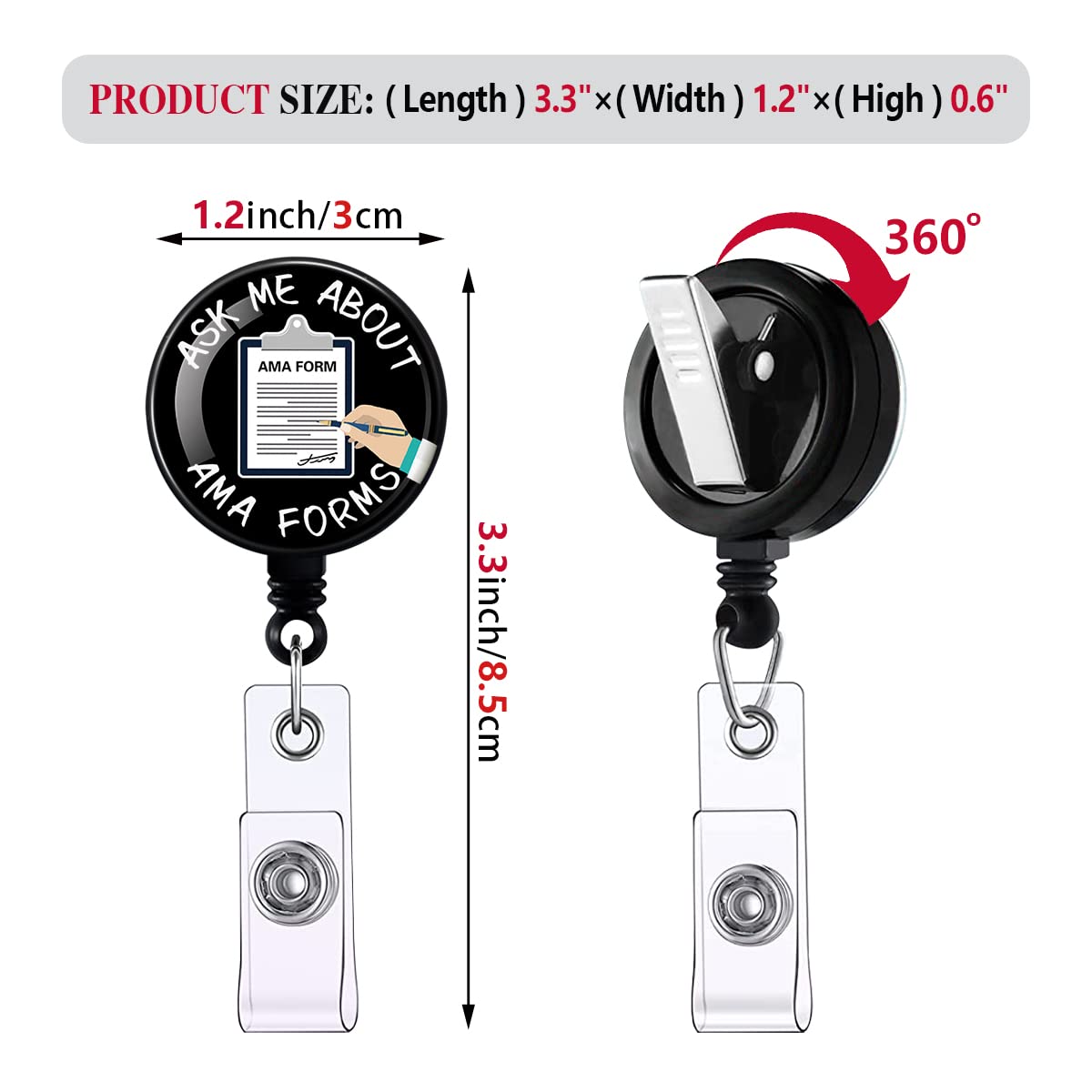 Ask Me About AMA Forms,Funny Badge Reel,Retractable ID Card Badge Holder with Alligator Clip,Medical Assistant Badge Reel,RN LPN CNA Badge Reel,Suitable for Nurses,Doctors,Nursing Students