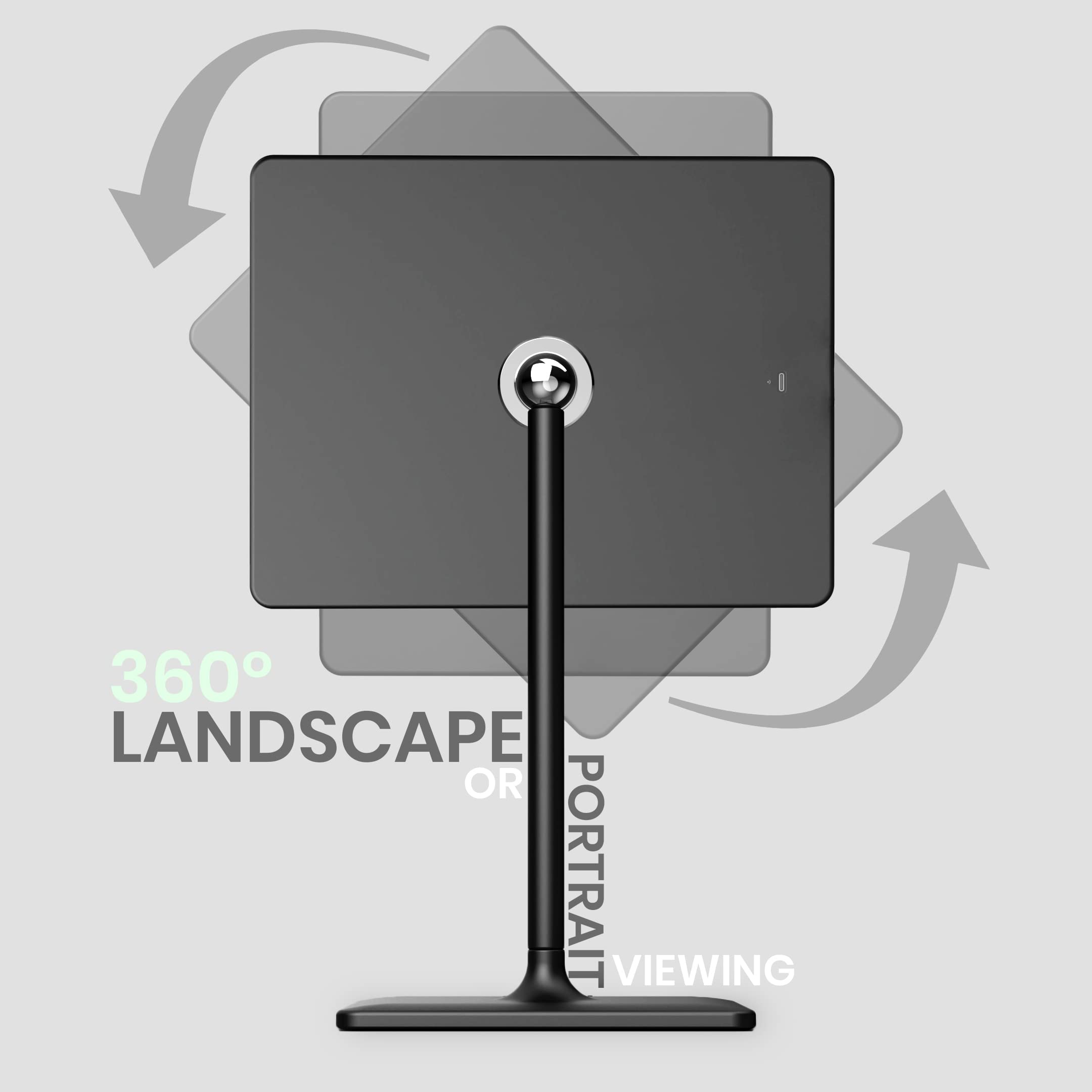 LUNA London Orbit Mirror | Vanity Mirror with Lights, Makeup Mirror, LED Lighted Desk Mirror with Light for Tabletop 7X 1X Magnification Dimmable and Rechargeable | Phantom Black