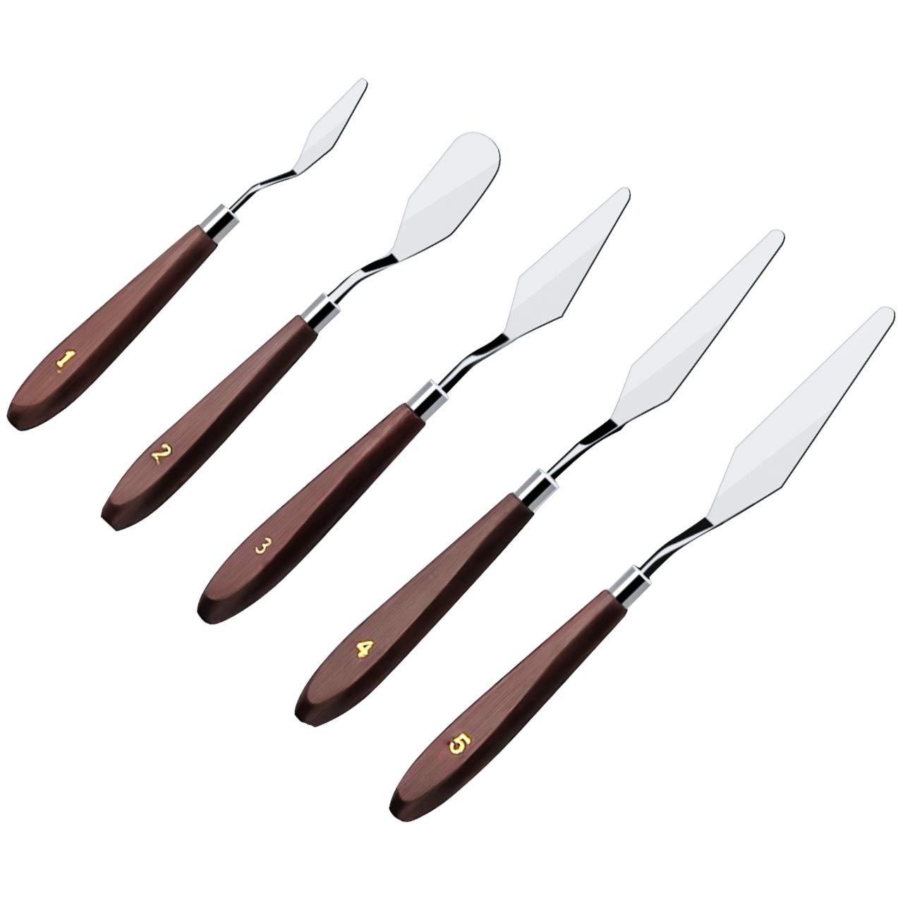 Cake Cream Spatula 5 Pieces/Set Stainless Steel Frosting Baking Pastry Tool Mixing Set Cake Icing Oil Painting Decorating Cream Toner Tool