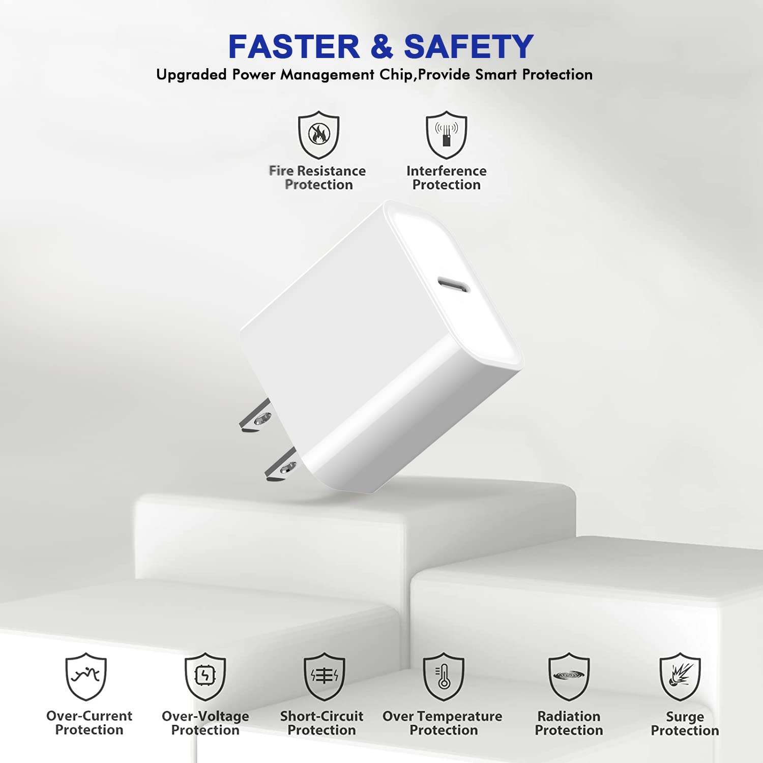 3Pack iPhone 16/15 Charge Block,USB C Charger,iPhone Charger Adapter,Quick Fast Charger PDAdapter Plug 20W Power Delivery Type C Fast Charging Block for iPhone 16/15/14/13/12,iPad Pro/Air/Mini/AirPods