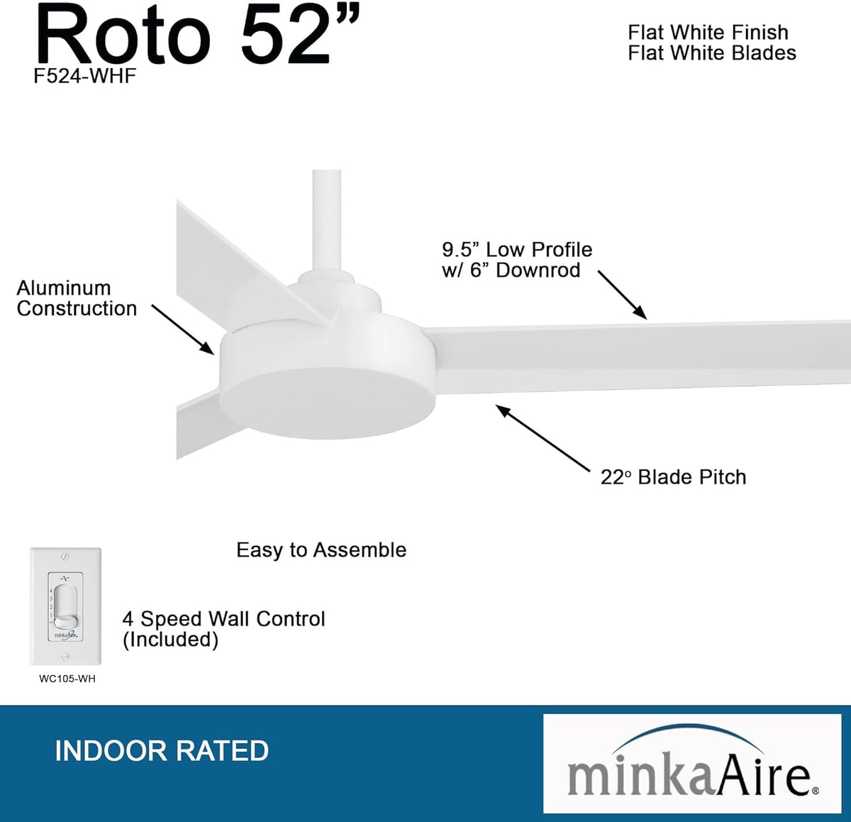 Minka Aire F524-WHF Flat White Ceiling Fan