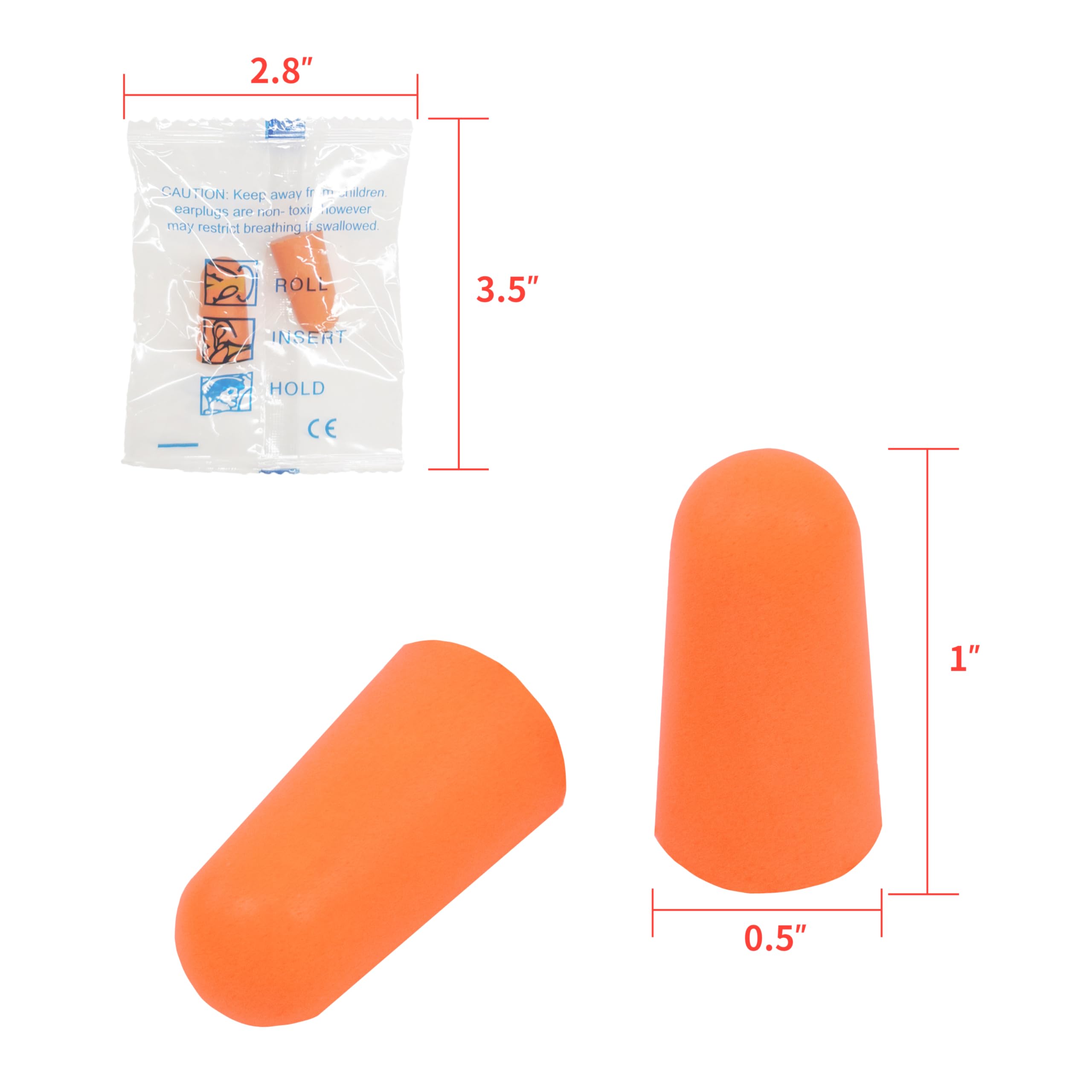 GOL-SIV 200 Pairs Foam Ear Plugs - 38dB(NRR 33dB) Noise Reduction Disposable Earplugs for Shooting, Sleeping, Work & Construction Site