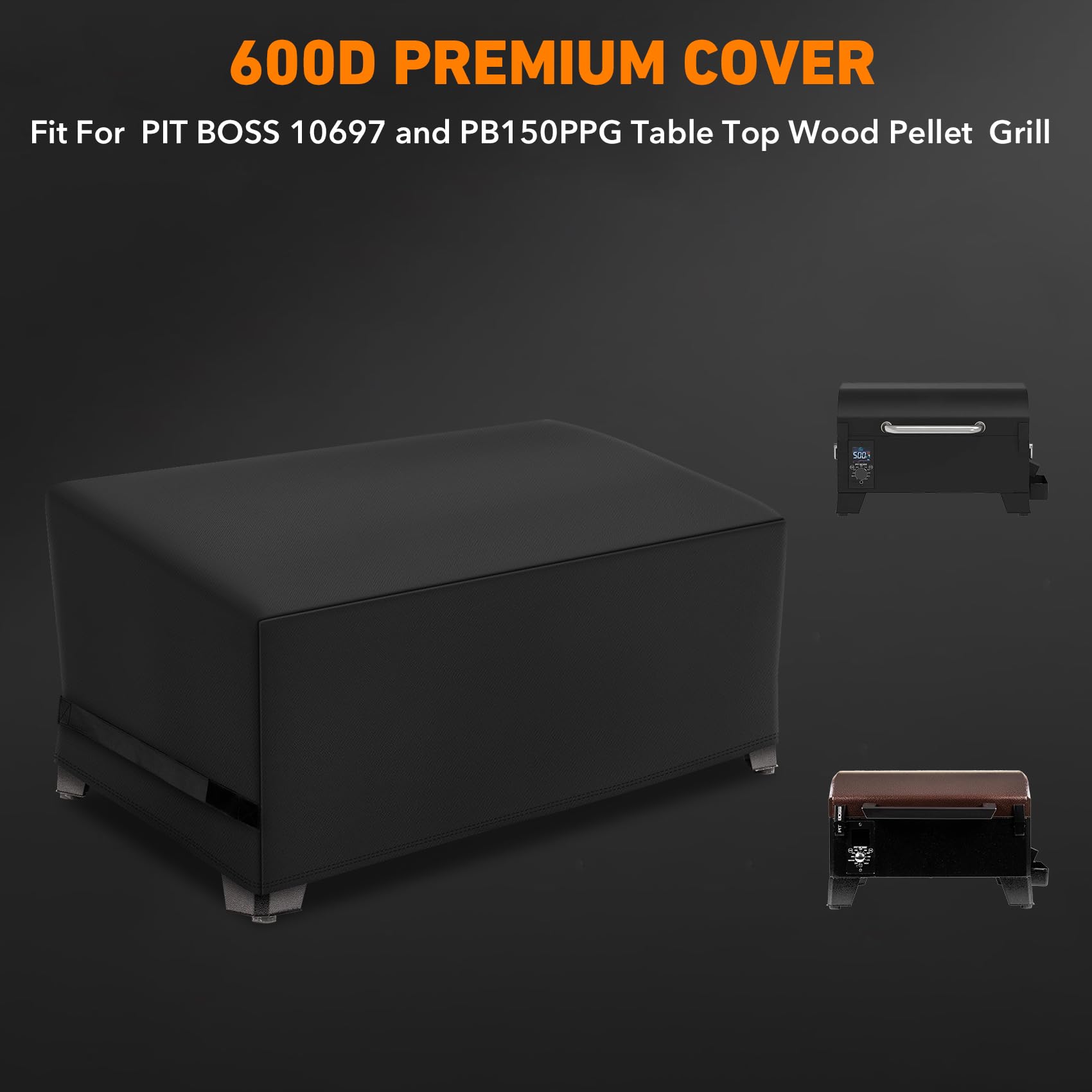 Heavy Duty 600D Polyester Cover Compatible with Pit Boss Portable Table Top Pellet Grill 10697 and PB150PPG fits Cuisinart CGG-306, Royal Gourmet 24’’ Tabletop Griddle PD1301R/ PD1301S Grills
