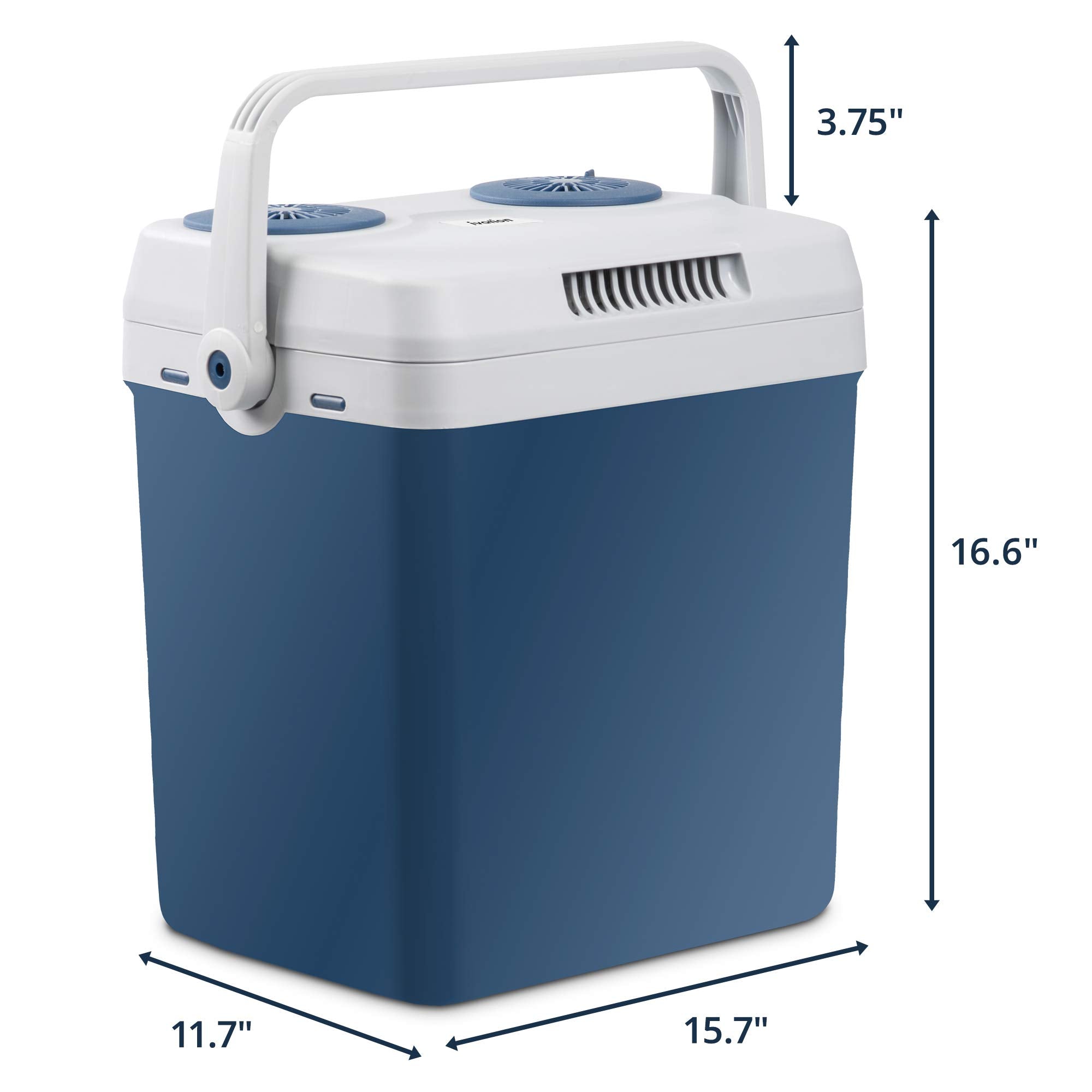 Ivation Electric Cooler & Warmer with Handle |27 Quart (25 L) Portable Thermoelectric Fridge For vehicles & Trucks| 110V AC Home Power Cord & 12V Car Adapter for Camping, Travel & Picnics