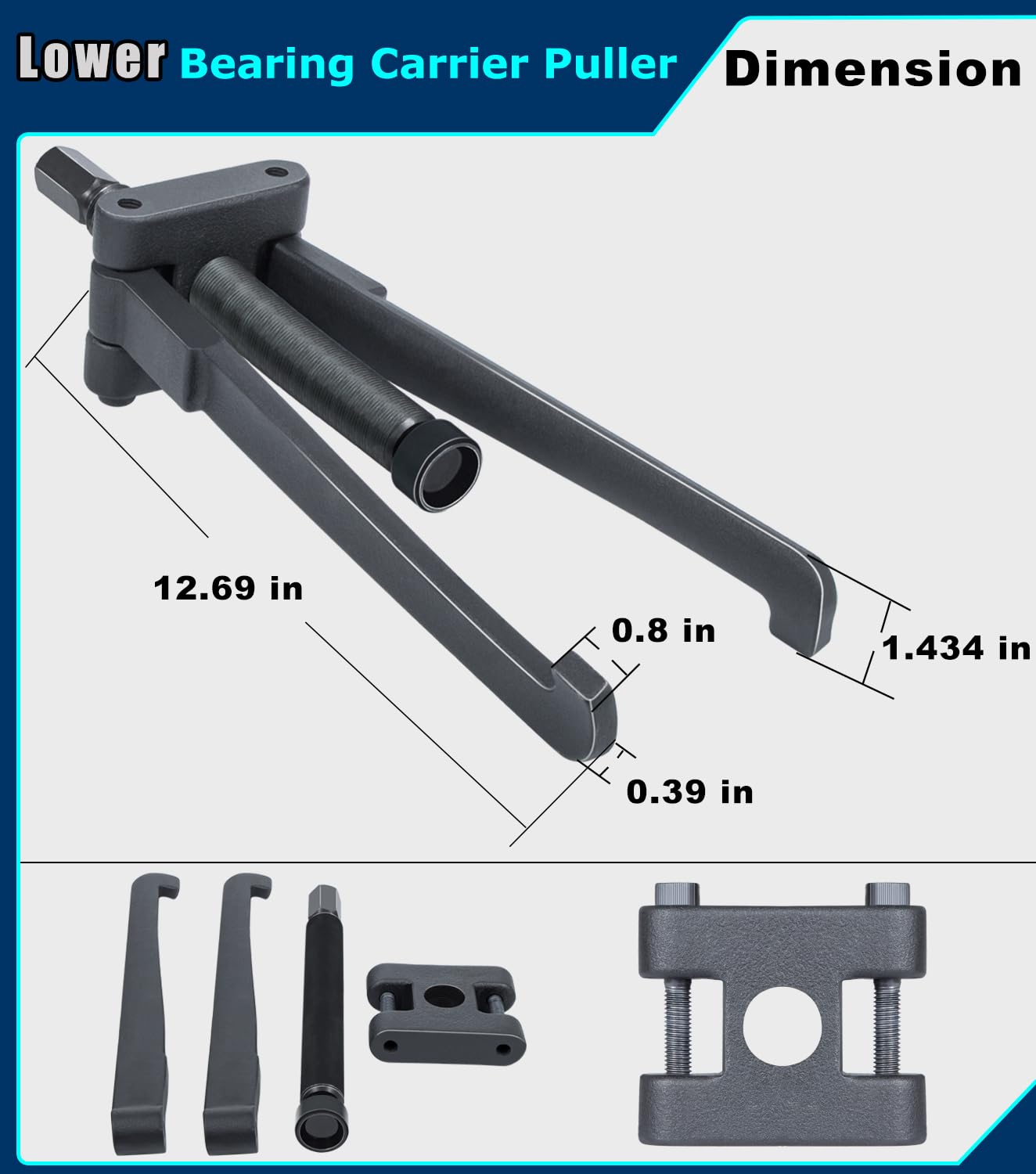 Lower Bearing Carrier Puller for Yamaha, Johnson, Evinrude, Mercury, Honda, Mercruiser, Fit Most Gearcases 115hp and Above with Adjustable Arms Upgrade