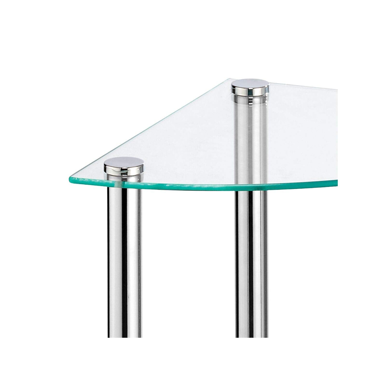 mDesign Modern Glass Corner 3-Tier Storage Organizer Tower Cabinet with Open Shelves - Household Furniture for Bathroom, Office, Bedroom, Living Room - Holds Books, Plants, Candles - Chrome/Clear