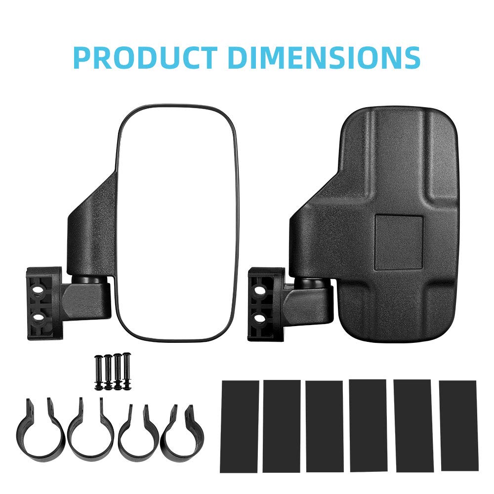 UTV Side Mirrors with 1.75" -2" Roll Bar Cage, UTV Mirrors 360 Degree Adjustable SXS Mirrors Compatible with Polaris RZR Kawasaki Teryx Mule Pioneer Yamaha Rhino YXZ
