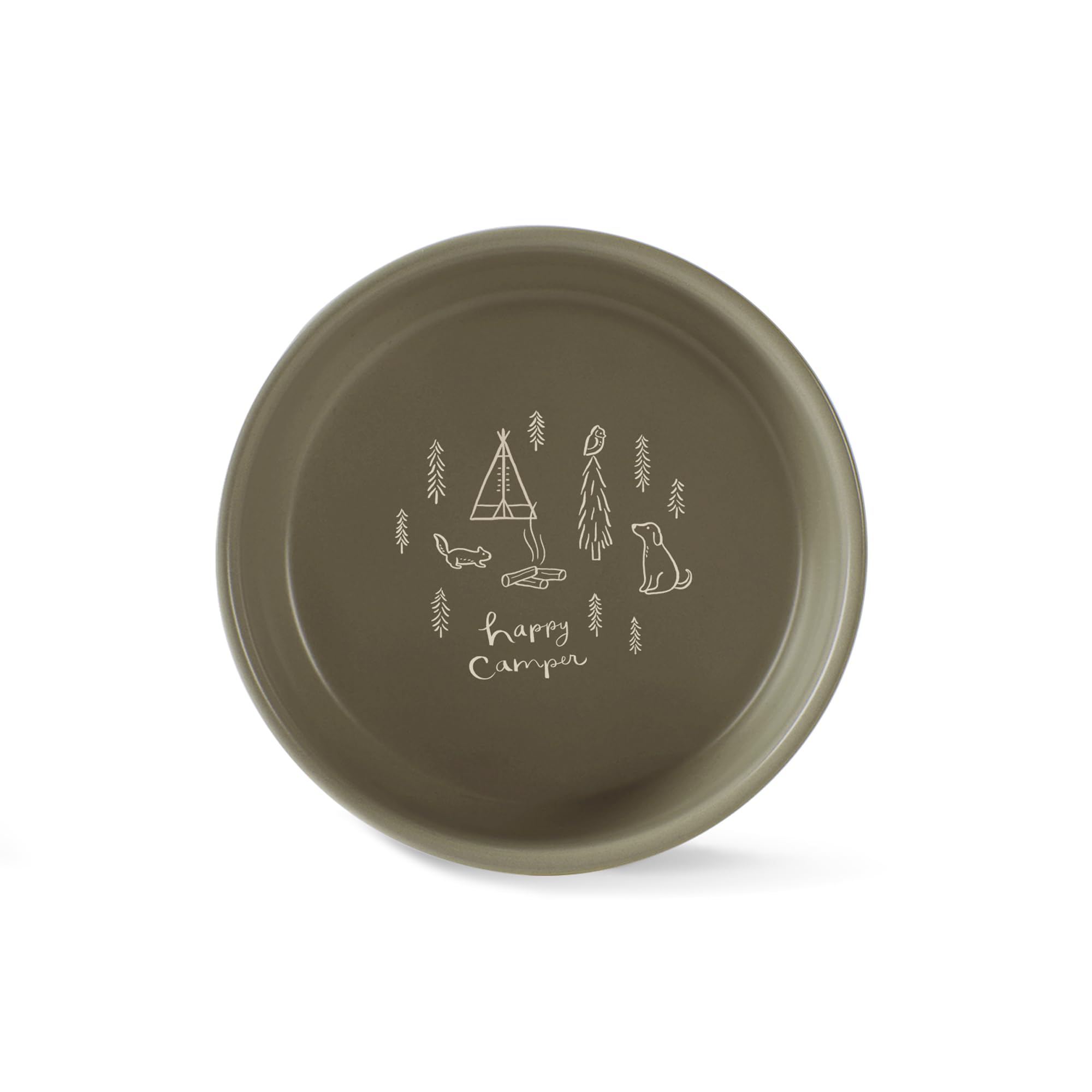 Fringe Studio Stoneware Pet Bowl, Medium, Happy Camper (479006)
