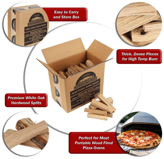 Carolina Cookwood Mini Pizza Oven Wood 6 Inch Firewood Pizza Logs Naturally Cured White Oak Hardwood for Portable Wood Pizza Ovens 750 Cubic Inches, Approximately 12lbs (Cherry)