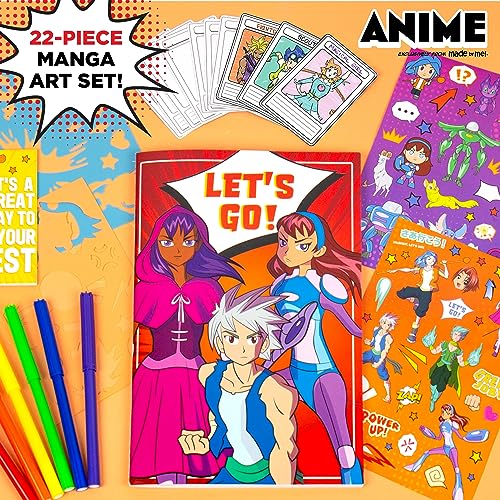 Made By Me Anime Color & Design Artist Set, 22-Piece Art Set, How to Draw, Create Comics, Make Manga & Sketchbook, Gifts for Enthusiasts, Arts & Crafts for Kids 6+