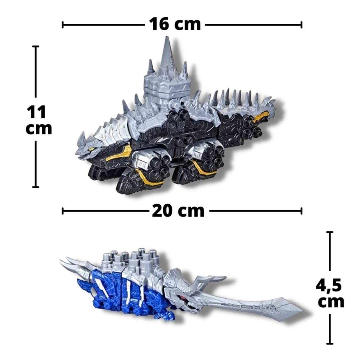 Power Rangers Dino Fury Blue Tricera Blade and Black Stego Spike Zord Toys for Kids Ages 4 and Up Zord Link Mix-and-Match Custom Build System