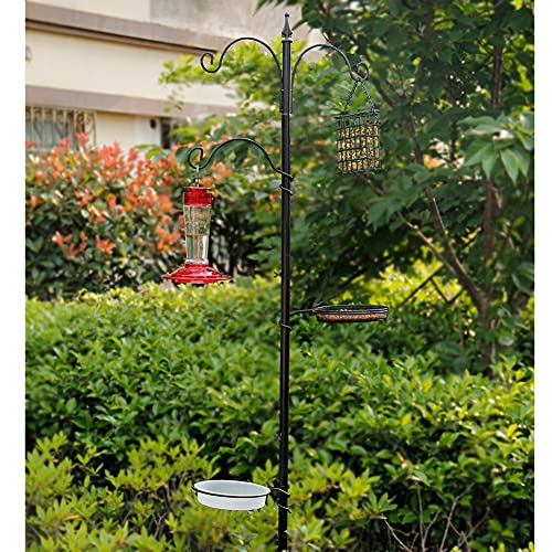 yosager Premium Bird Feeding Station Kit, 75" x 21" Bird Feeder Pole, A Multi Feeder Hanging Kit with Metal Suet and Bath for Attracting Wild Birds, Birdfeeder and Planter Hanger