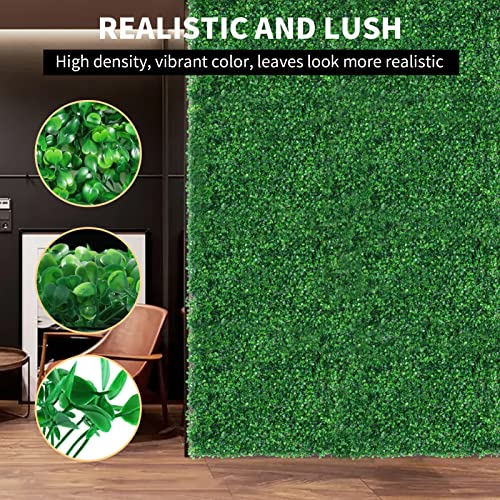 6PCS Artificial Boxwood Panels Grass Wall Backdrop, 24" x 16" Faux Hedge Wall Panels Privacy Fence UV Protection for Indoor, Wedding, Party, Outdoor Garden, Backyard Fence Decoration