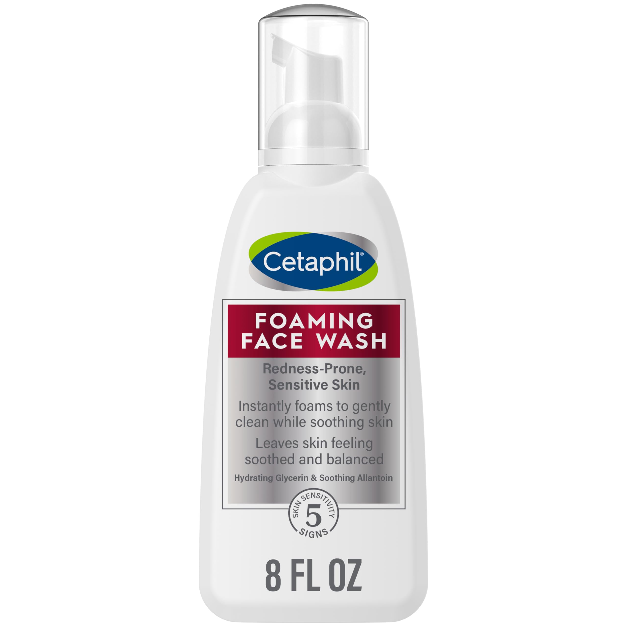 Cetaphil Redness Relieving Foaming Face Wash For Sensitive Skin, 8 Fl Oz, Gently Cleanses & Calms Sensitive Skin Without Over Drying, (Packaging May Vary)