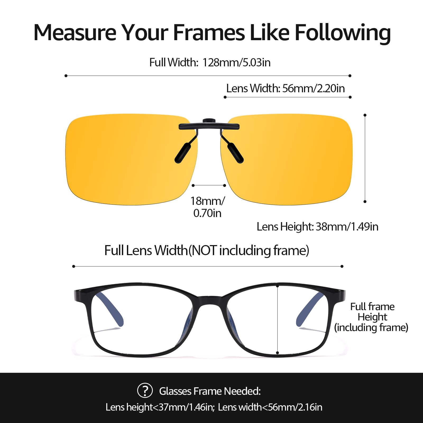 TJUTR Clip On Blue Light Blocking Glasses, Computer TV Gaming Glasses for Women Men, Improve Sleep & Reduce Eyestrain