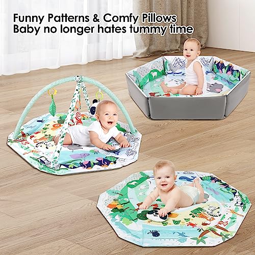 dearlomum Baby Play Mat Baby Gym,Funny Play Piano Tummy Time Baby Activity Mat with 5 Infant Sensory Baby Toys, Music and Lights Boy & Girl Gifts for Newborn Baby 0 to 3 6 9 12 Months (New Pink)
