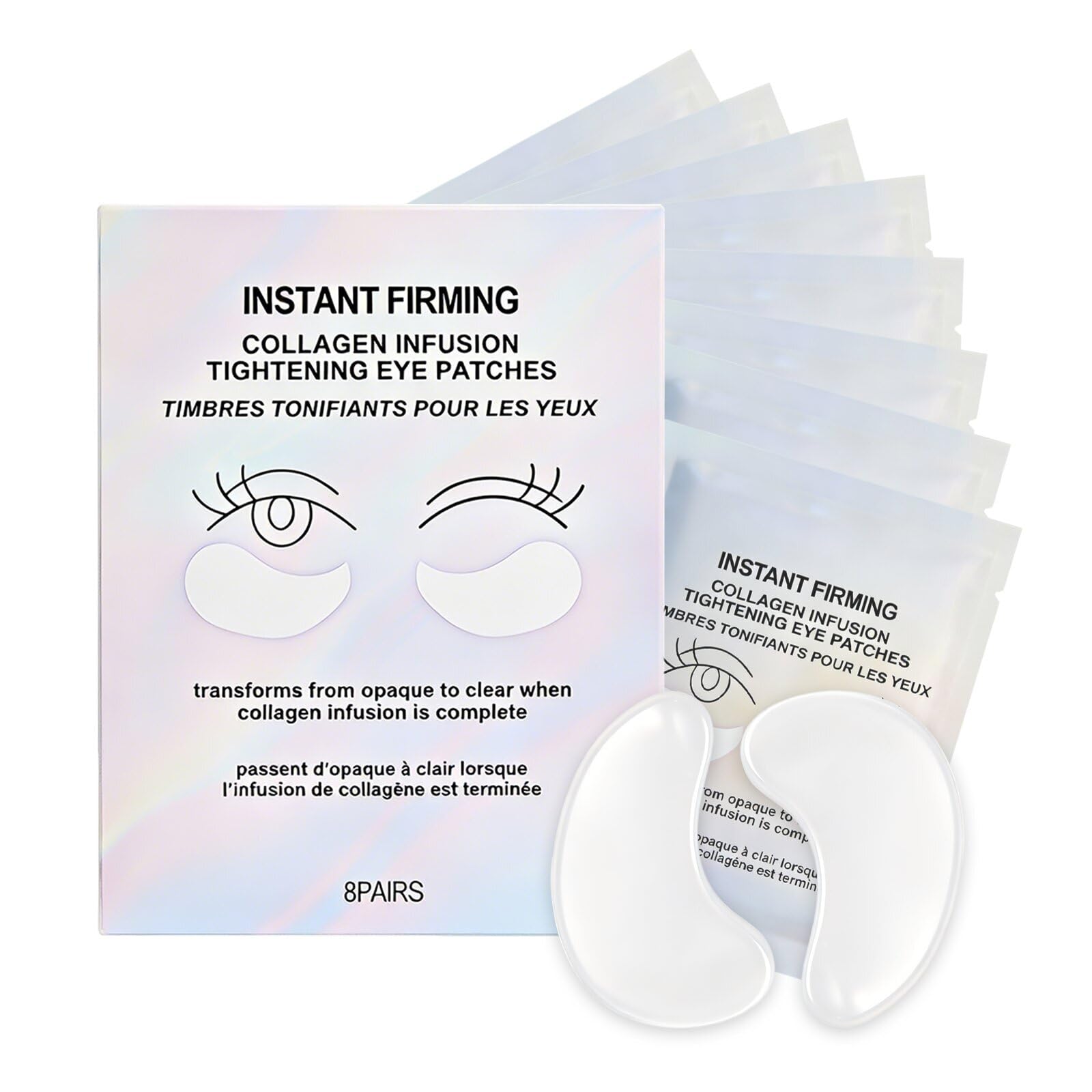 SBONFE Instant Firm Under Eye Patches - Collagen Firming & Lifting Eye Masks | Reduce Puffiness, Dark Circles, Fine Lines & Wrinkles | with Hyaluronic Acid for Hydration & Firming, 8 Pair Pack