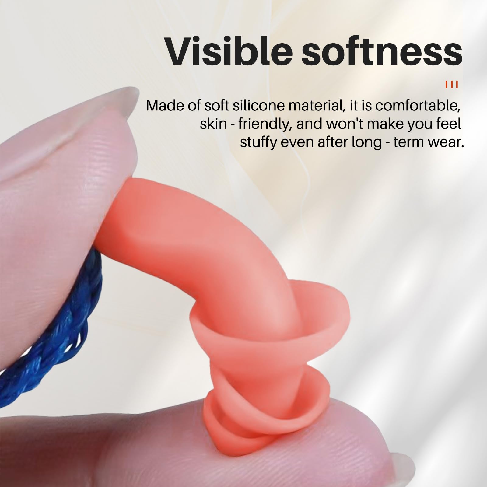 GOL-SIV 100 Pairs Silicone Corded Ear Plugs SNR 32dB - Reusable Noise Reduction Earplugs with String,Individually Wrapped,for Work & Construction Site,Orange