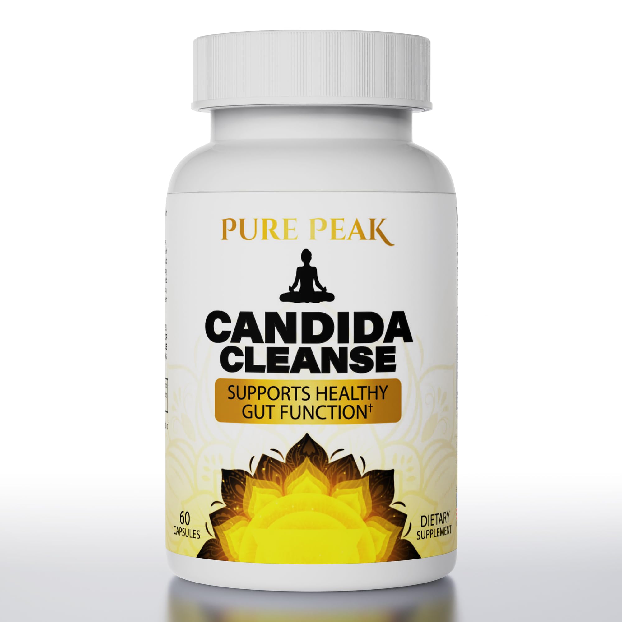 Pure Peak Candida Cleanse - Gut & Colon Support (60 Capsules) - for Men & Women - Natural Herbs for Intestinal Detox - Oregano Leaf, Wormwood, Black Walnut, Caprylic Acid