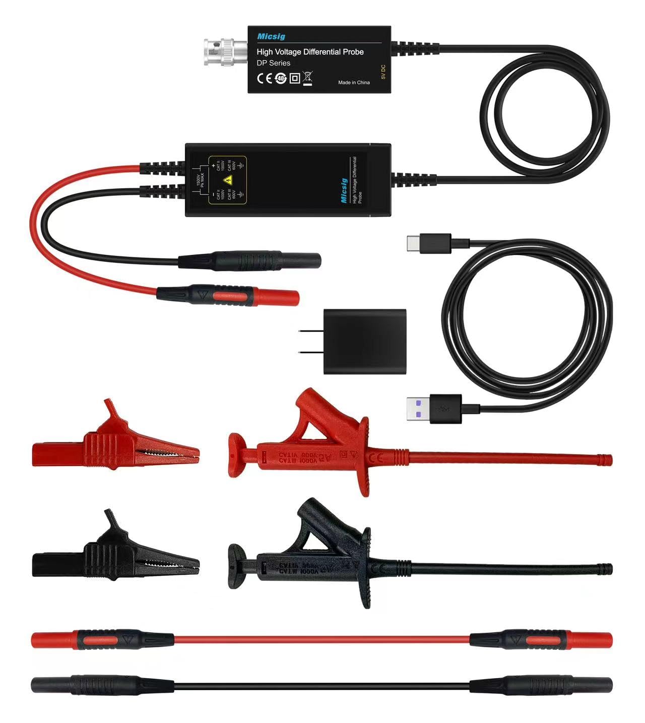 Micsig DP10013 High Voltage Differential Probe 1300V 100MHz 3.5ns Rise Time 50X/500X Attenuation