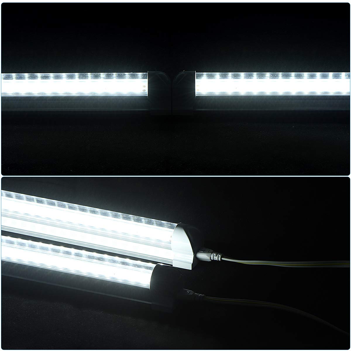 douyidou (12-Pack) 8ft LED Shop Light Fixture, 100W 15000LM 6000K, Cold White, V Shape, Clear Cover, Hight Output, Linkable Shop Lights, T8 LED Tube Lights for Garage 8 Foot with Plug