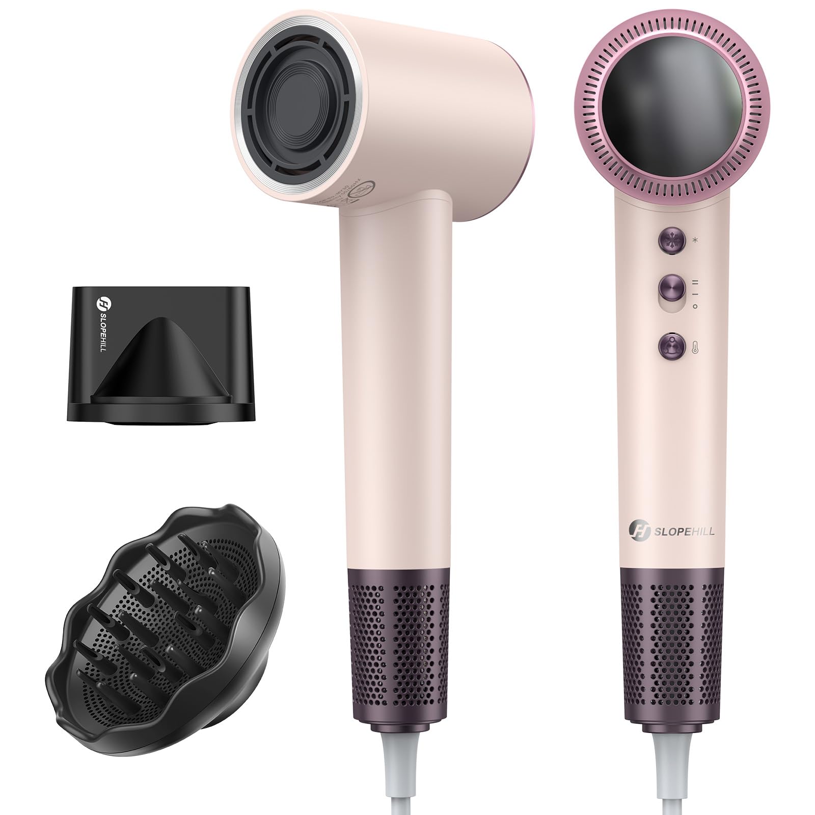 Slopehill Hair Dryer - 110,000 RPM High-Velocity Fast Drying + Low Noise + Lightweight + Intelligent Temperature Control Hair Care for Home, Salon and Travel (Pink)