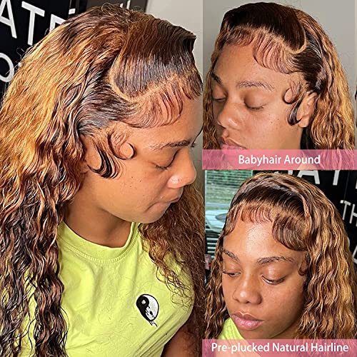 ZLIKE 32inch Ginger Orange Lace Front Wigs Human Hair Hd Frontal Wig 13x6 Wave Wave Wig Lace Frontal Wigs Wet And Wavy Human Hair Curly Lace Frontal Wigs Pre Plucked 150% Density #350 Color
