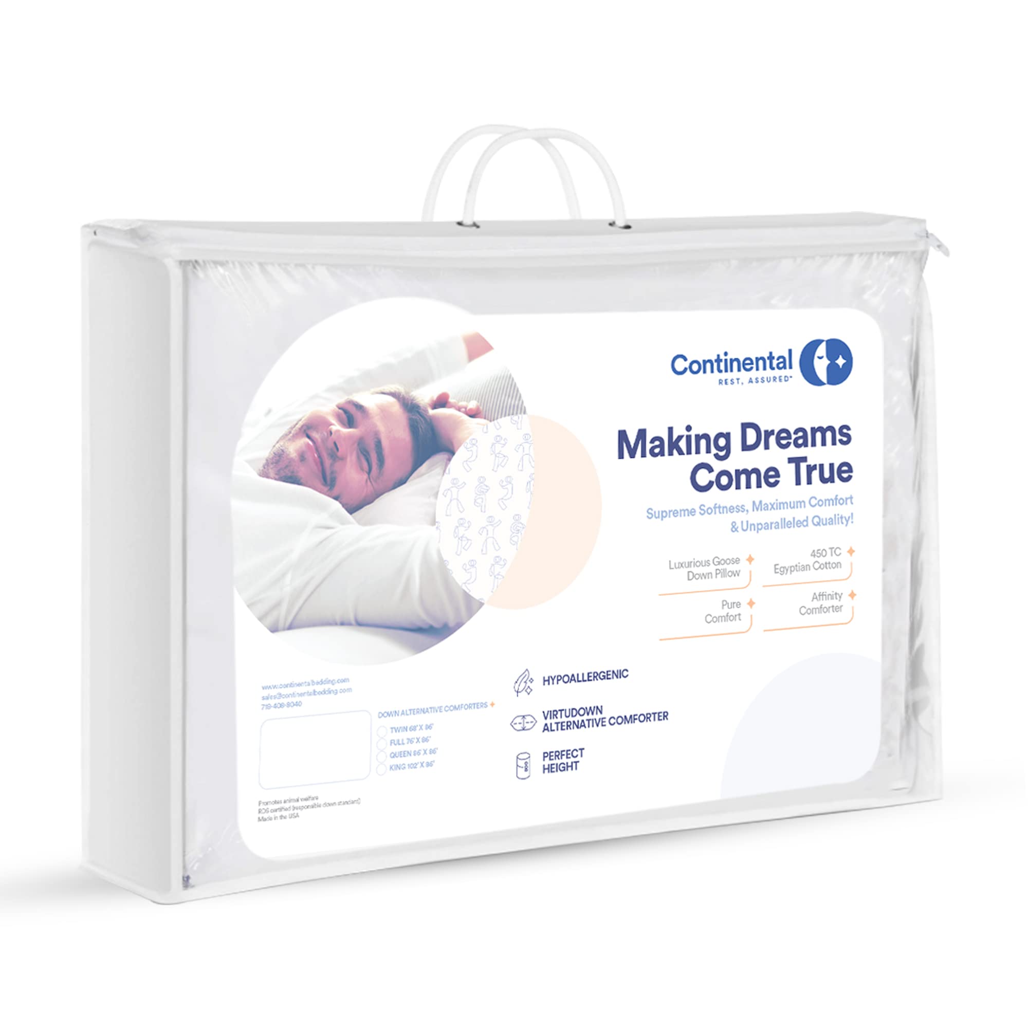 Continental Bedding Affinity Full Size Comforter All Season Quilted Down Alternative Comforter Duvet Insert with Corner Tabs - Machine Washable - Duvet Insert