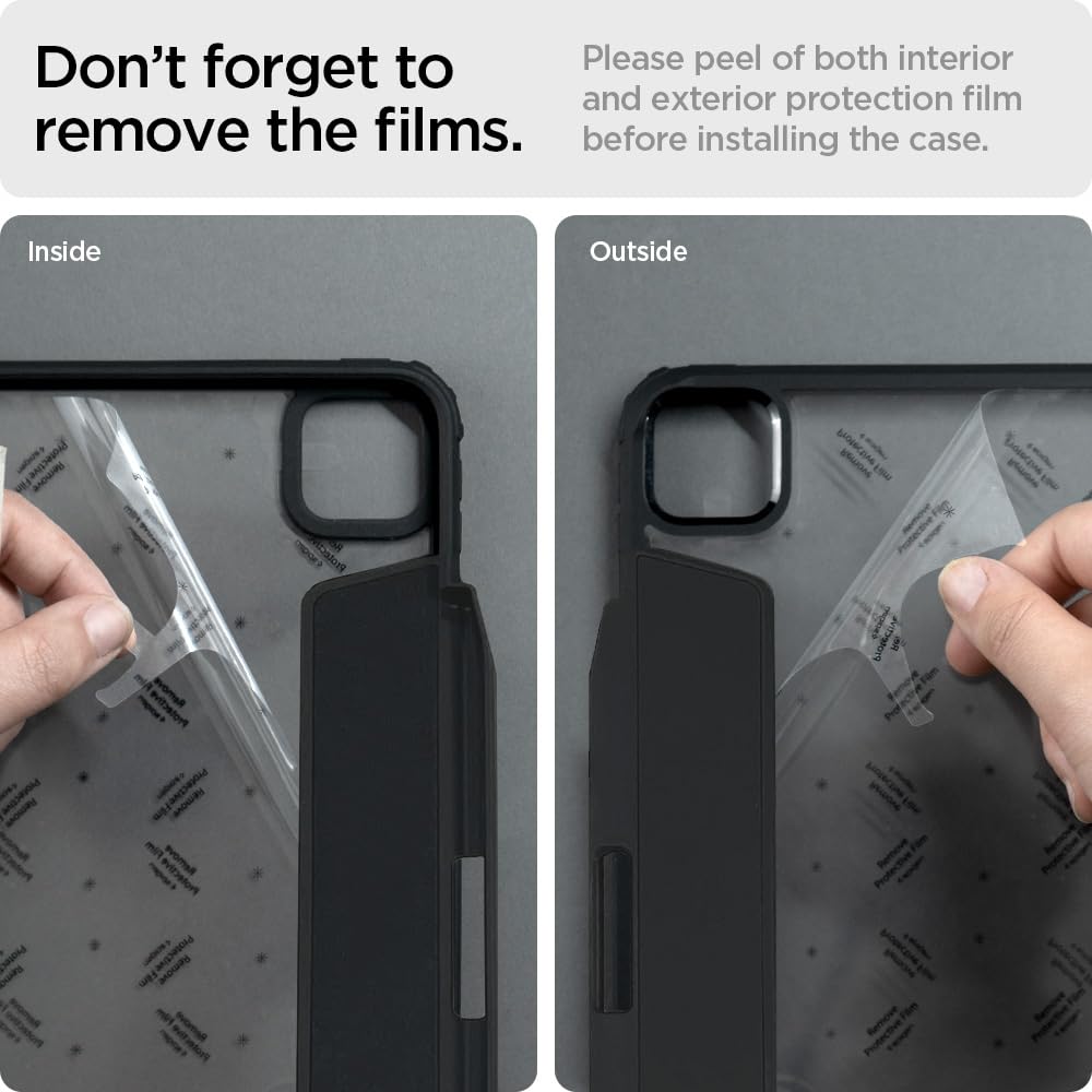 Spigen for iPad Pro 11 inch Case M2 4th Generation (2022) / 3rd Generation (2021) / 2nd Generation (2020) / 1st Generation (2018), Ultra Hybrid Pro Transparent Back and Pencil Holder, Black