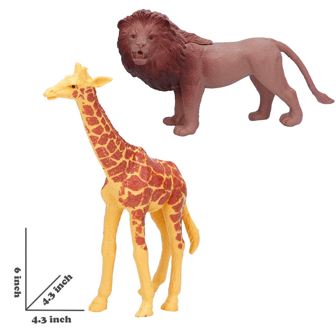 Jumbo Safari Animal Figurines, 12 Piece African Jungle Zoo Set, Realistic Elephant, Giraffe, Lion Toys for Toddlers, Kids Birthday