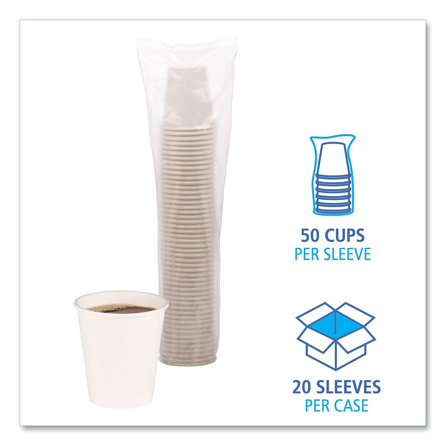 Boardwalk BWKWHT10HCUP 10 oz. Paper Hot Cups - White (20 Cups/Sleeve, 50 Sleeves/Carton)