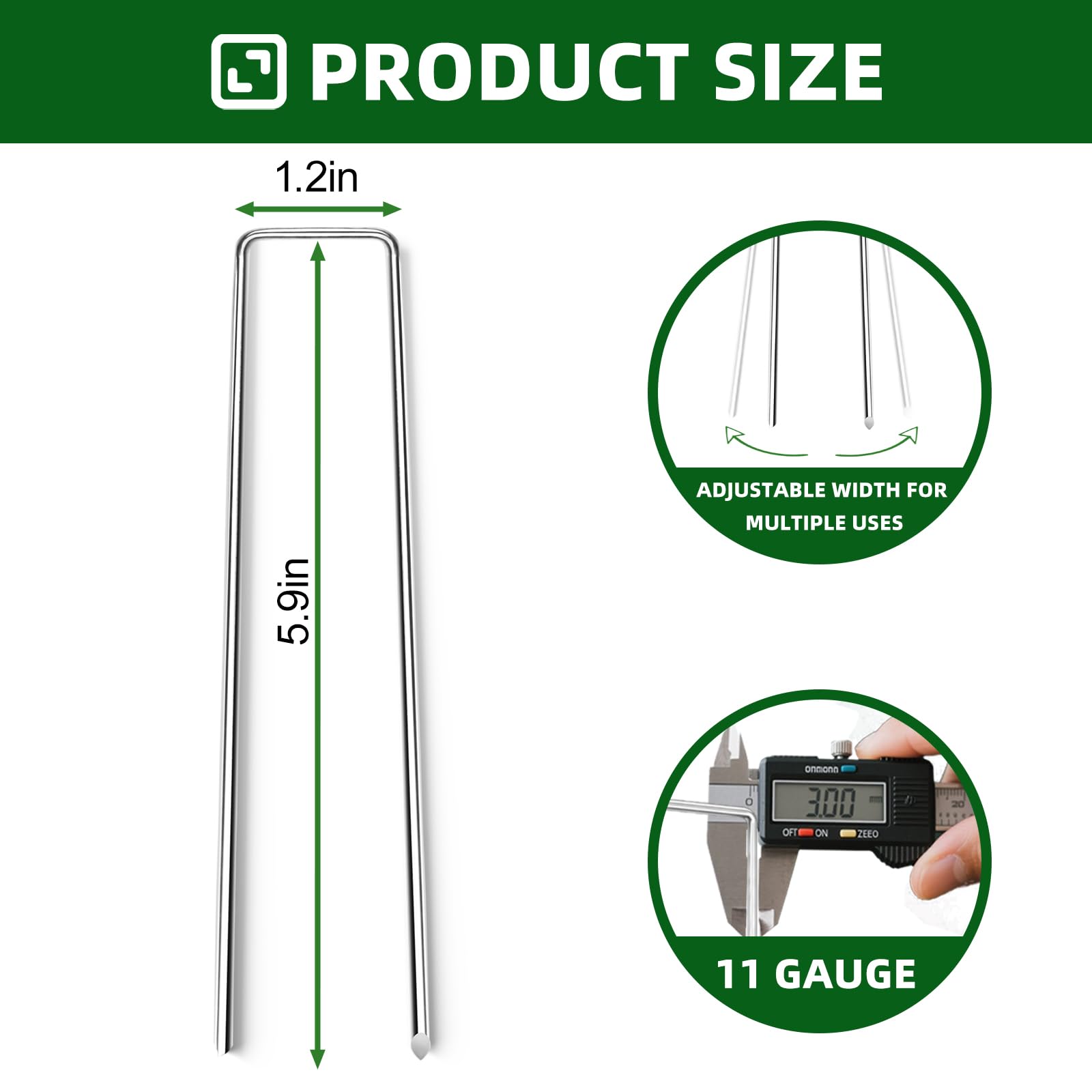6 Inch Galvanized Landscape Staple, 11 Gauge Heavy Duty Garden Stakes for Barrier Fabric,Tent Stake,Plant Stakes Ground Anchors (25)