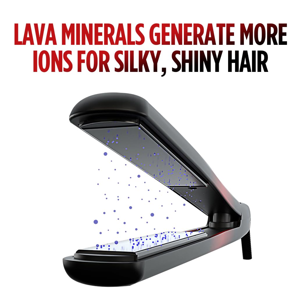 CHI Lava Ceramic Hairstyling Flat Iron | 1" Volcanic Lava Ceramic Floating Plates | Smooth Glide helps prevent damage | Analog On/Off Switch | Black/Red
