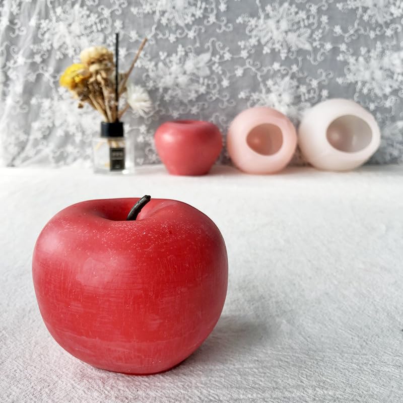 Midnadiy 3D Apple Silicone Mold - Christmas Candle Molds for Candle Making, Large Epoxy Resin Molds for DIY Handmade Soaps, Mousse Cake, Plaster Concrete Crafts & Christmas Home Decorations