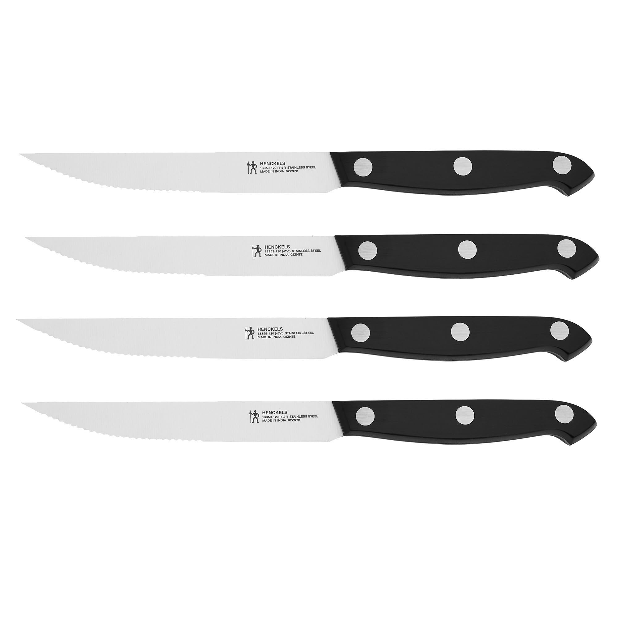HENCKELS Prime Razor-Sharp Steak Knife Set of 4, German Engineered Informed by 100+ Years of Mastery,Black