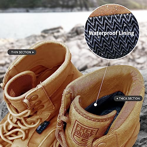 FREE SOLDIER Waterproof Hiking Work Boots Men's Tactical Boots 6 Inches Lightweight Military Boots Breathable Desert Boots (Brown,13)