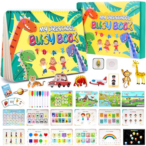 Busy Book for Toddlers, Montessori Toys for 2 3 4 5 6 Years Old Kids Preschool Learning Activities with 32 Themes, Educational Autism Sensory Travel Toys Christmas Birthdays Gifts for Boys Girls