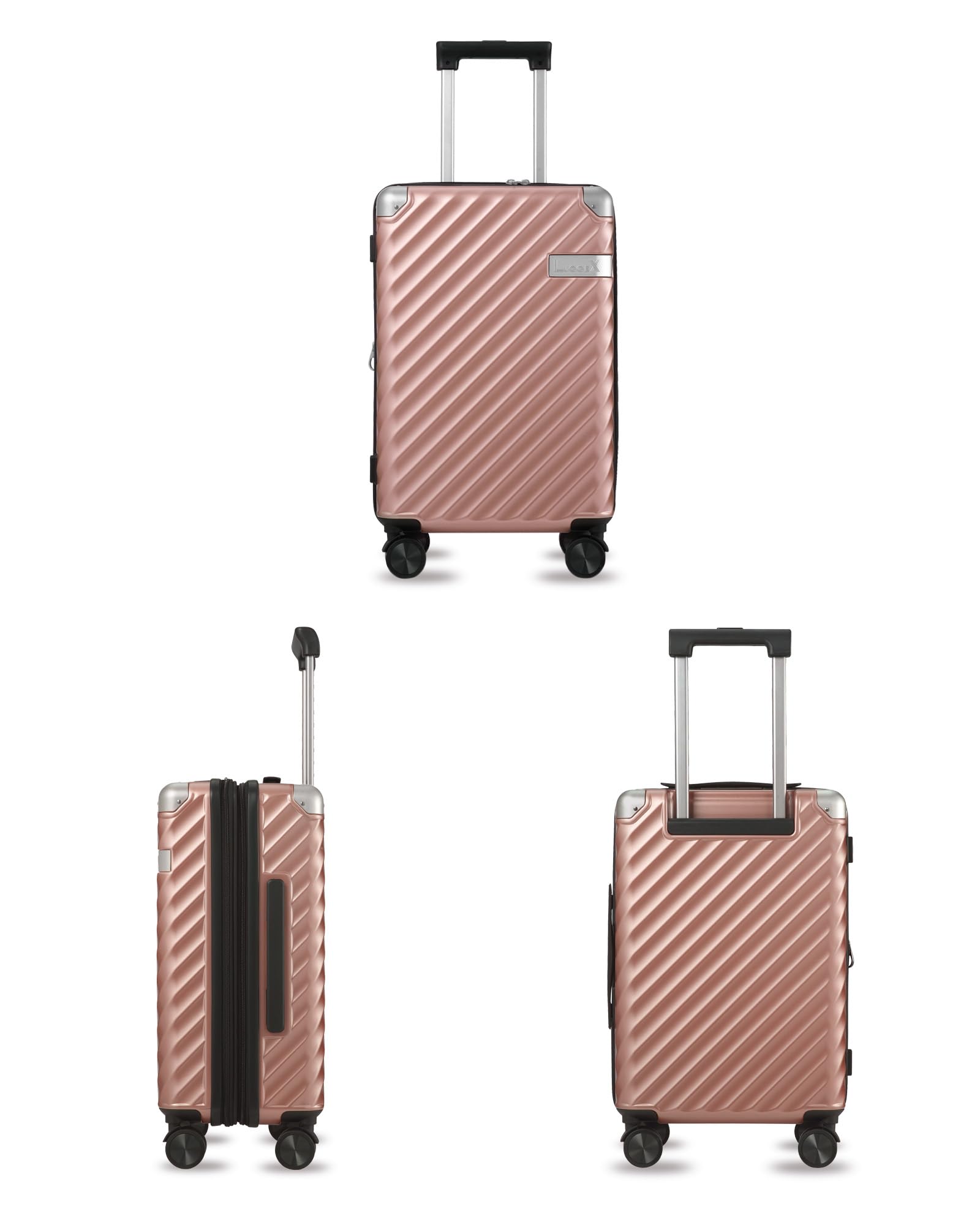 LUGGEX Carry On Luggage 22x14x9 Airline Approved - 100% Polycarbonate Expandable Hard Shell Suitcase with Spinner Wheels (Rose Gold, 20 Inch)