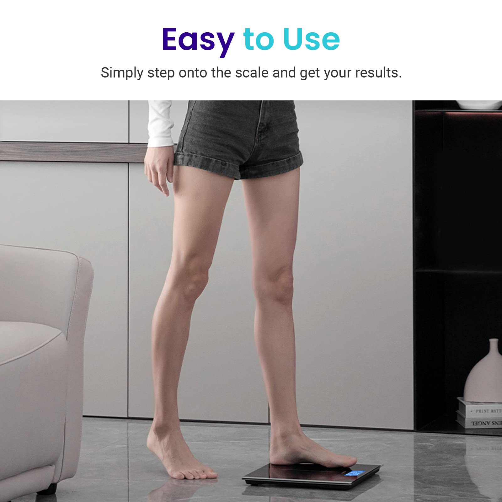 Etekcity Bathroom Scale for Body Weight, Highly Accurate Digital Electronic Weighing Machine for People, LCD Display, Large Size, 6mm Tempered Glass for Safe Home Use, Batteries Included, 400 lbs