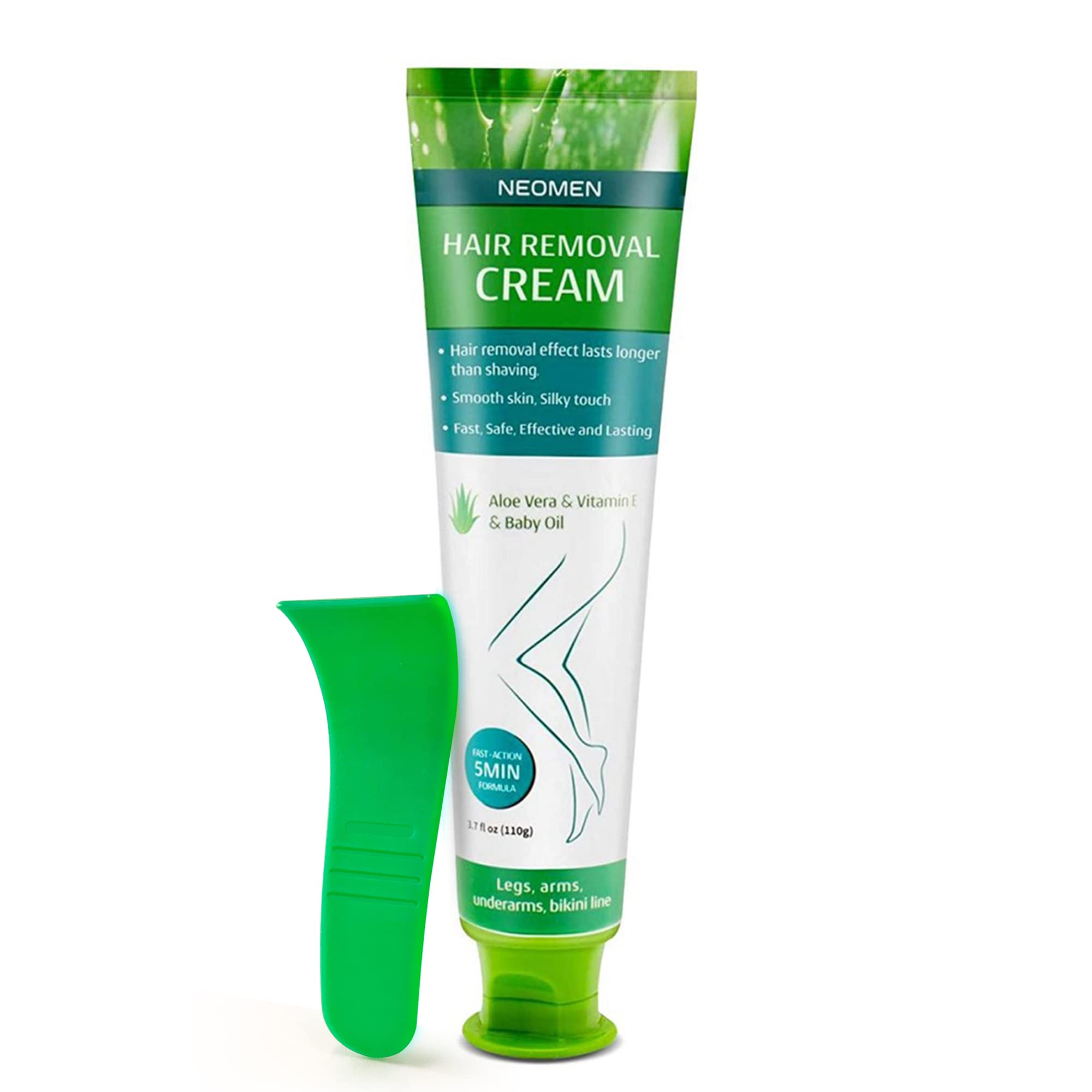 Neomen Hair Removal Cream for Men & Women : Painless Depilatory for Sensitive Skin & Intimate Areas, Moisturizing with Aloe Vera & Vitamin E, Safe for Face, Underarms, Bikini, Arms, Legs