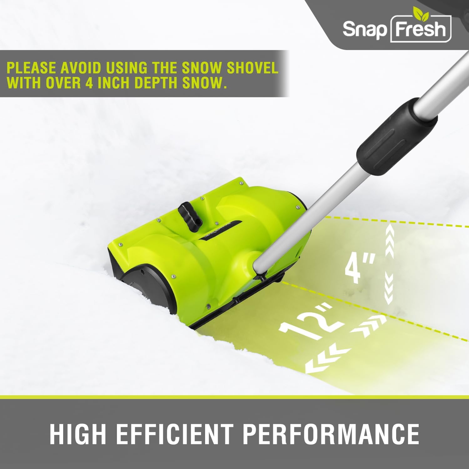 SnapFresh 20V Snow Shovel Cordless,12” Electric Snow Thrower kit,with 2 Pack 4.0Ah Batteries and Fast Charger(Green)