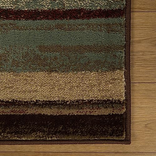 Superior Indoor Runner Rug, Jute Backed Modern Floor Decor for Home Hallway, Living Room, Office, Kitchen, Dining, Entryway, Bedroom, Abstract Lines, Fulgor Collection, 2' 7" x 8', Maroon