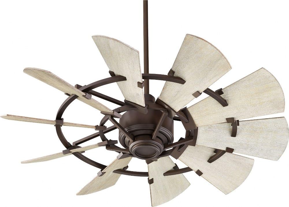 Quorum International 94410-86 I Windmill Collection 44 Inch Ten Blade Ceiling Fan - Oiled Bronze Finish I Six Speed Reversible Motor I Modern Contemporary Fixture I Light Fixture Adaptable