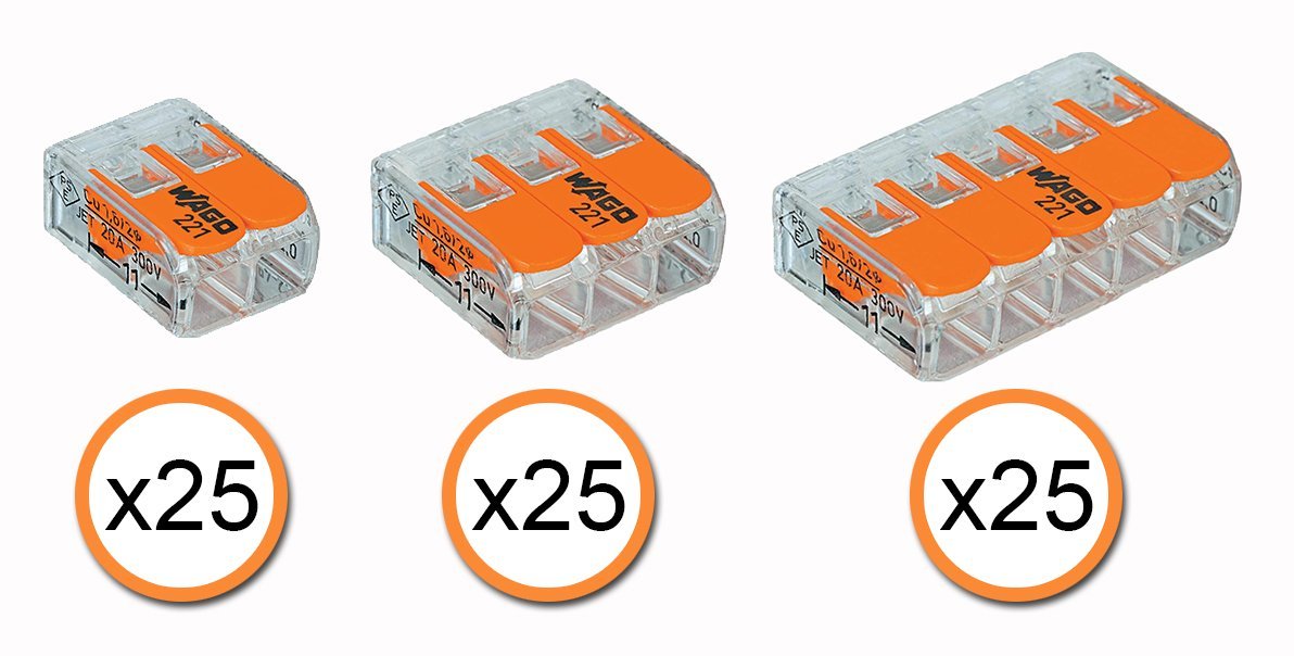 WAGO 221 Lever-Nuts 75pc Wire Connector Assortment Pack with Case