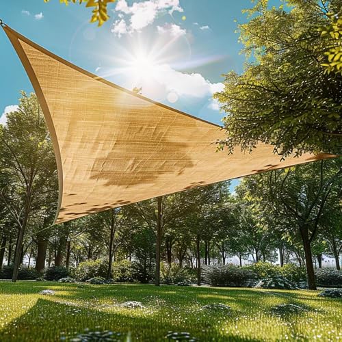 Garden EXPERT 20'x20'x20' Sun Shade Sail Sand Large Triangle Canopy Sail Shade Cloth for Patio Garden Outdoor Backyard
